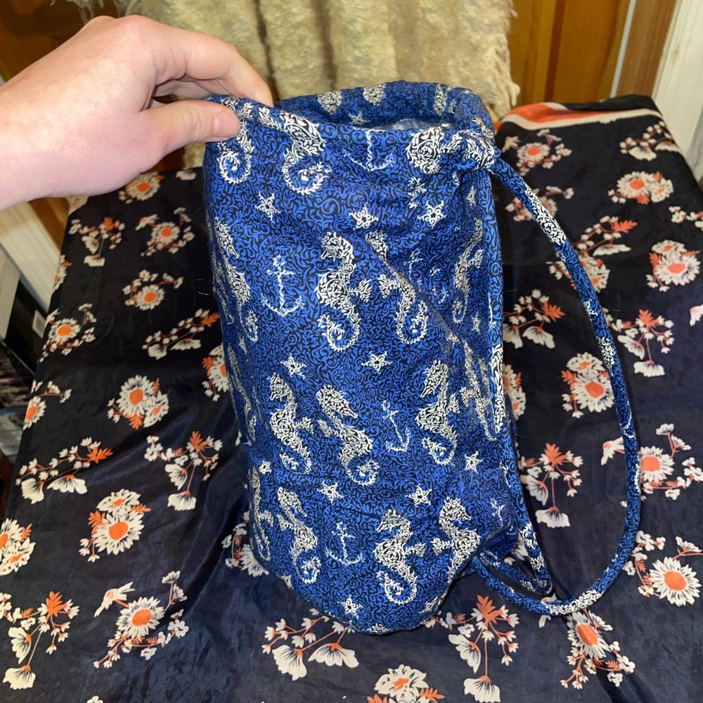 Vera Bradley Blue and White Seahorse Tote